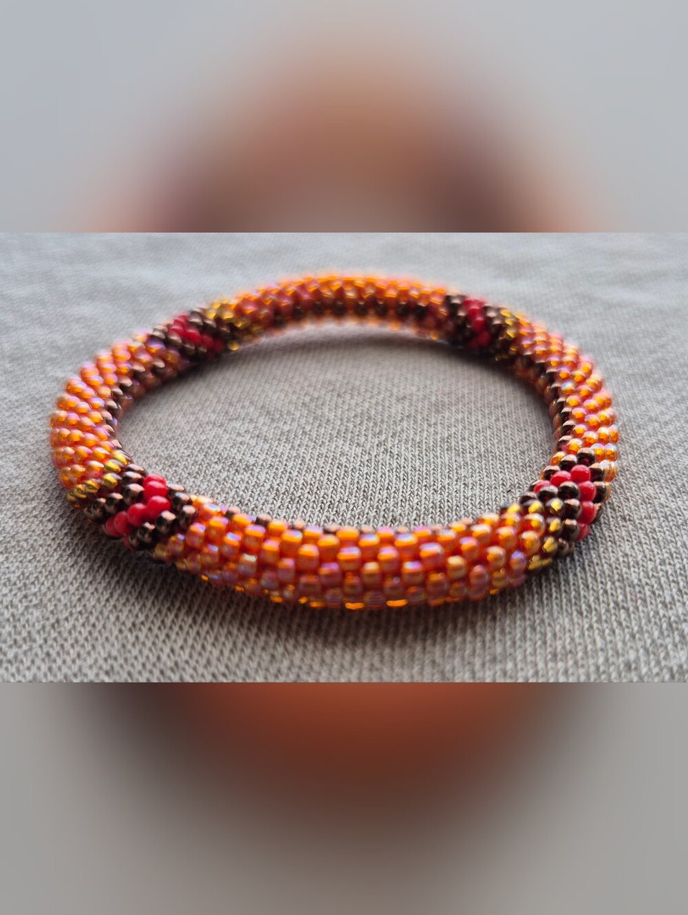 Orange Beaded Women's Bracelet with Multicolor Accents